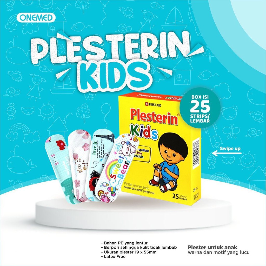 Onemed Plesterin Kid isi 25 Pcs - Kids Plester Luka Anak 1 Box