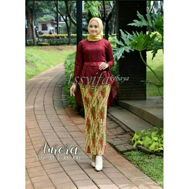 Setelan Kebaya Modern Hijab Style Modis Cantik Brukat AURORA/ Kebaya Pesta/ Setelan batik