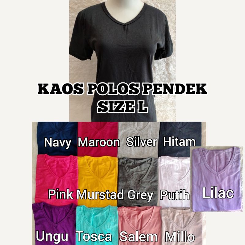 Kaos Wanita Vneck Polos Lengan Pendek