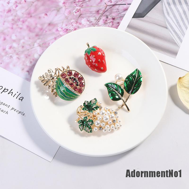 (Adornmentno1) 1pc Bros Pin Bentuk Buah Aksen Mutiara Imitasi Bahan Alloy Untuk Wanita