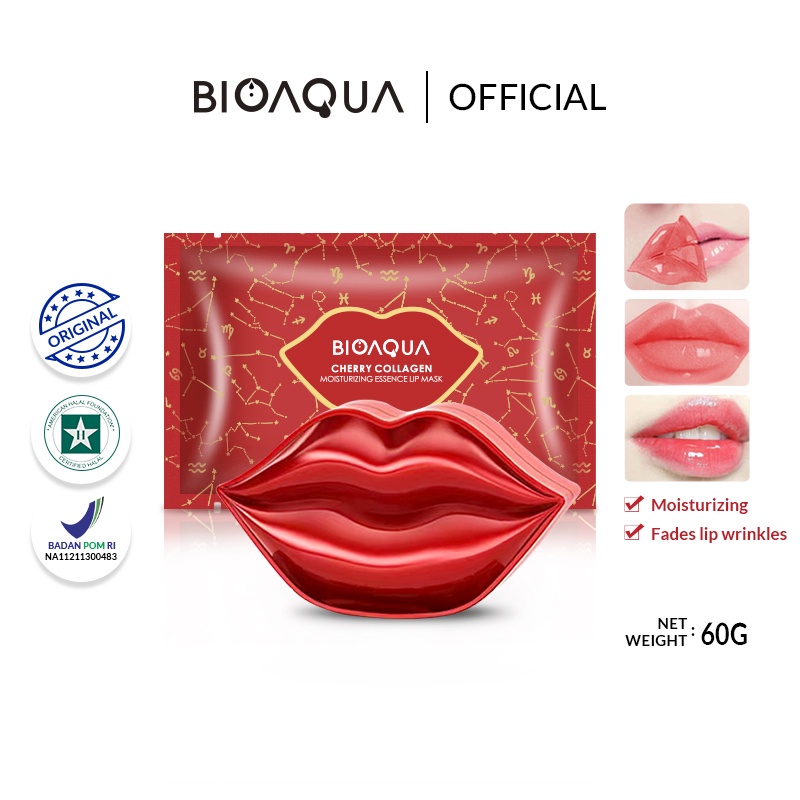 BioAqua Bio Aqua Masker Bibir Cherry Collagen Moisturizing Essence Lip Mask 60g masker perawatan bibir memudarkan kerutan bibir