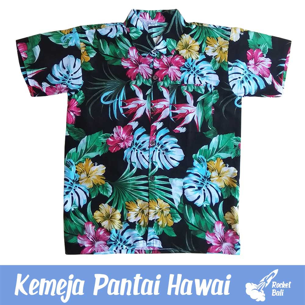 Kemeja Baju Kaos Pantai Reggae Hawai Bali BLUE BIRU Shopee