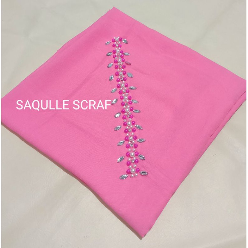segiempat bella square payet mutiara permata/jilbab segiempat bella square bando payet/hijab bella-PINK FANTA MUDA