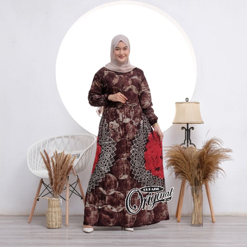 Gamis Rayon Twill Premium Candi Mekar Ori Cap Malaman Syari Jumbo