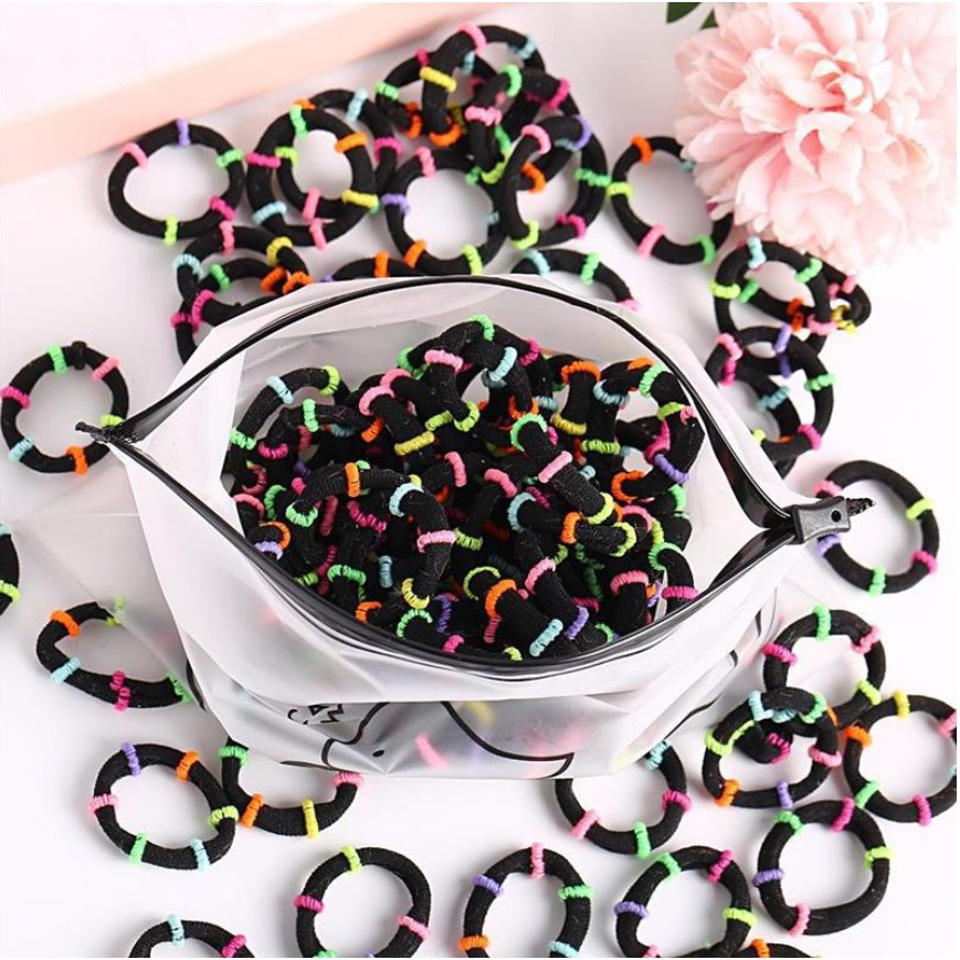 100Pcs Ikat Karet Rambut Nilon SNAKE Elastis 5cm Warna Warni Gaya Korea Fashion untuk Wanita