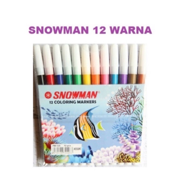 SNOWMAN - SPIDOL WARNA PERMANEN 12 / 24 WARNA - COLOURING PERMANENT MARKER 12 / 24 COLORS