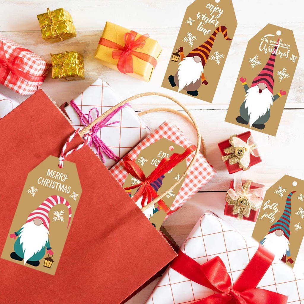 Top 100PCS Kraft Tag Santa Claus Kraft Paper Xmas Dekorasi Label Natal