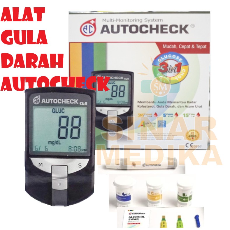 Jual ALAT CEK DARAH 3 IN 1 AUTOCHECK , GULA , ASAM , URAT , KOLESTEROL