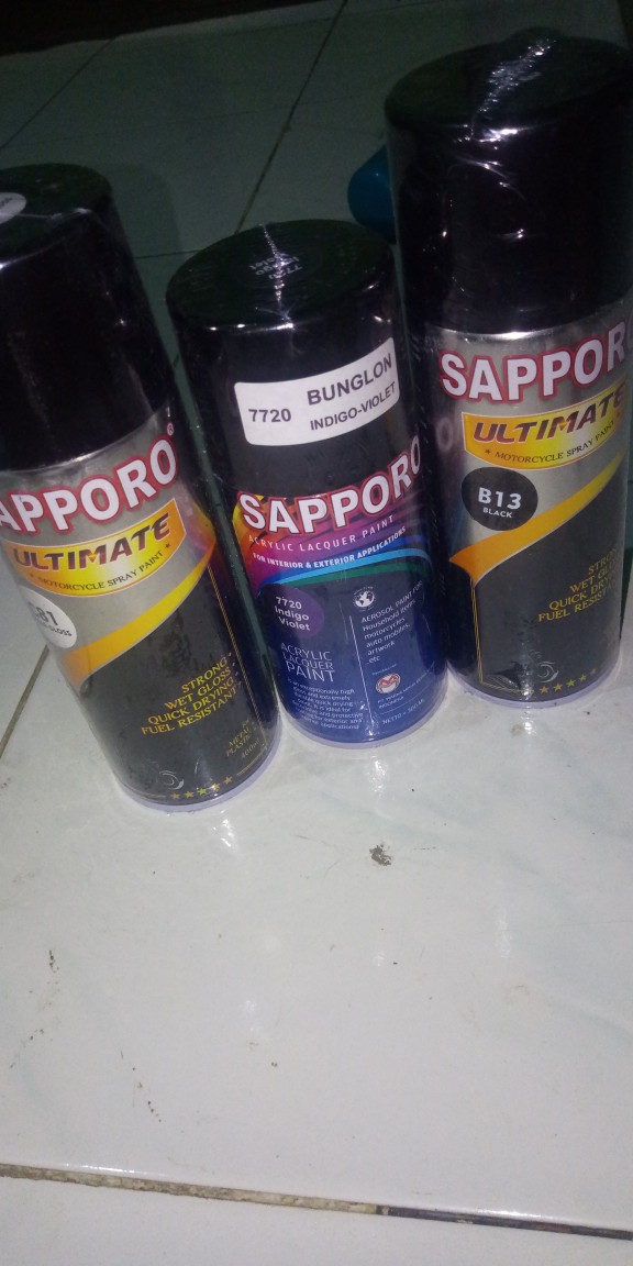 Sapporo Ultimate B13 Black Hitam Kilap Glossy Tahan Bensin 400ml