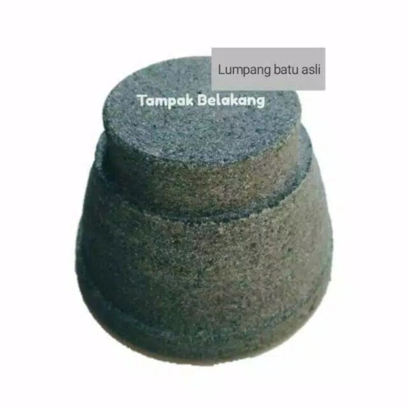 Lumpang batu asli ukuran 16 cm plus alu / tumpukan 100%. Batu asli