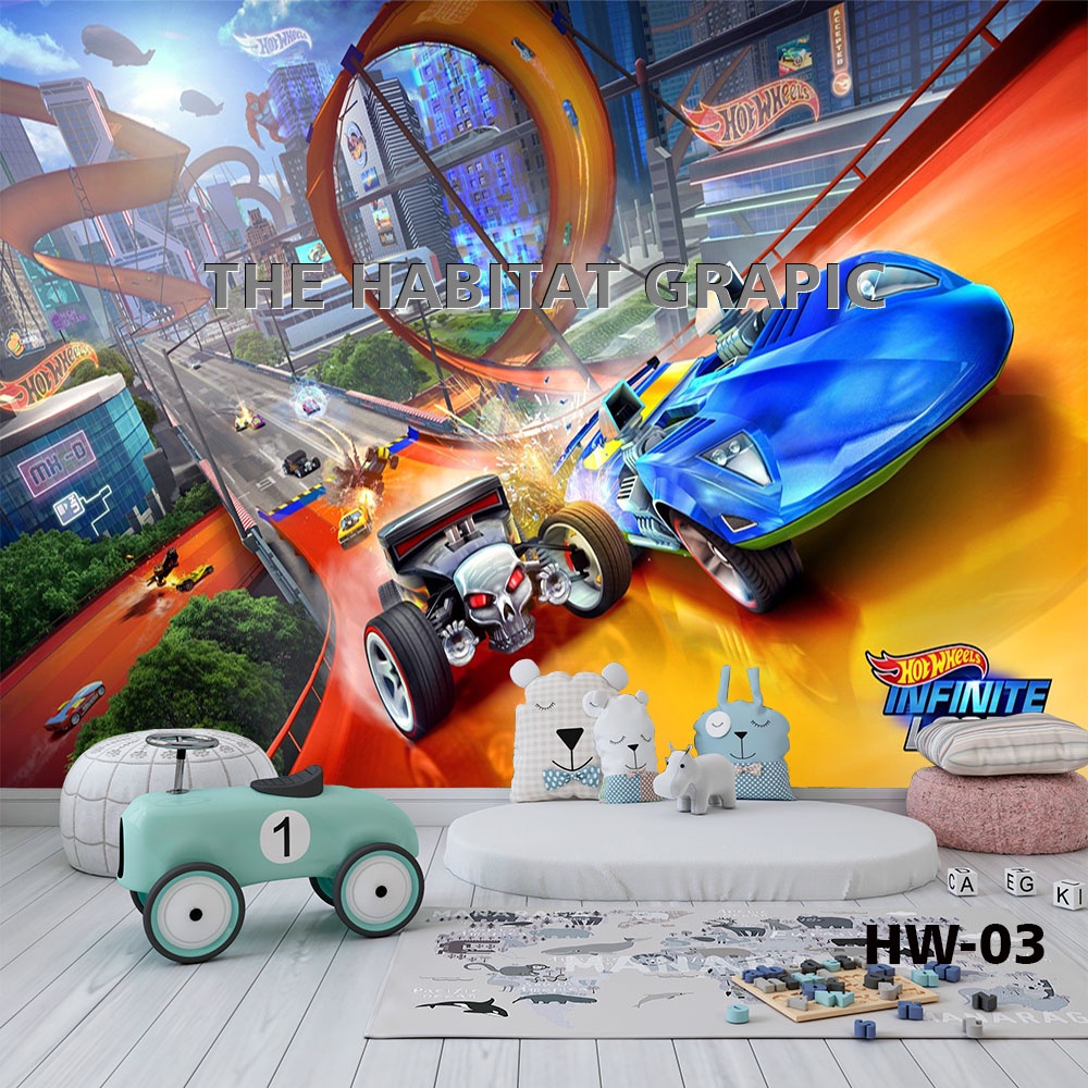 FRESH Stiker Hotwheels Kamar anak - Wallpaper stiker Hotwheels anak laki laki Murah - Wallpaper dind