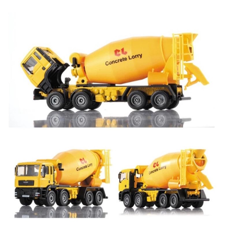 Diecast Truck KDW Cement Mixer Miniatur Alat Berat Truk Molen Diecast Kaidiwei Skala 1:50