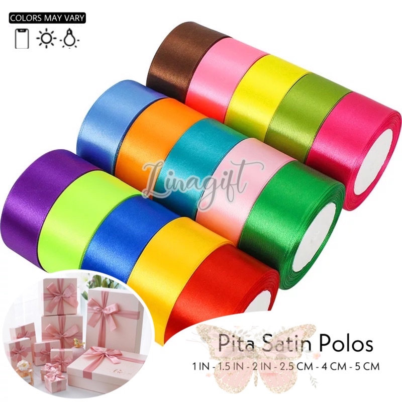 ( 3 Meter ) PITA SATIN POLOS KAIN 2 IN ( 5 CM ) - SATEEN SILK RIBBON 50 MM / HIASAN PESTA / PITA KADO 2 IN