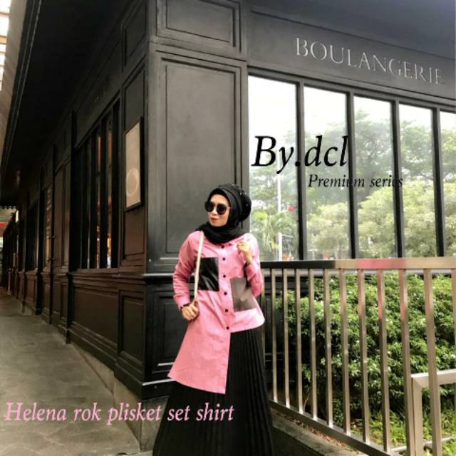 Helena rok plisket set shirt ori by DCL Premium