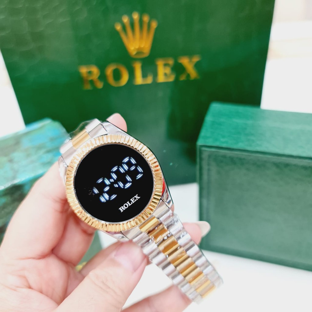 ( COD ) Jam Tangan Pria Touch Screen Rolex Layar Sentuh 8374 MJ Stainless Steel Free Baterai & Box