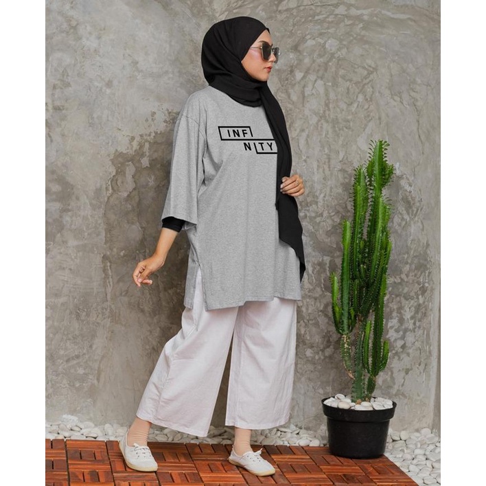 KAOS OVERSIZE TOP HIJAB WANITA BASIC INFINITY / OVERSIZE SLIT BLOUSE