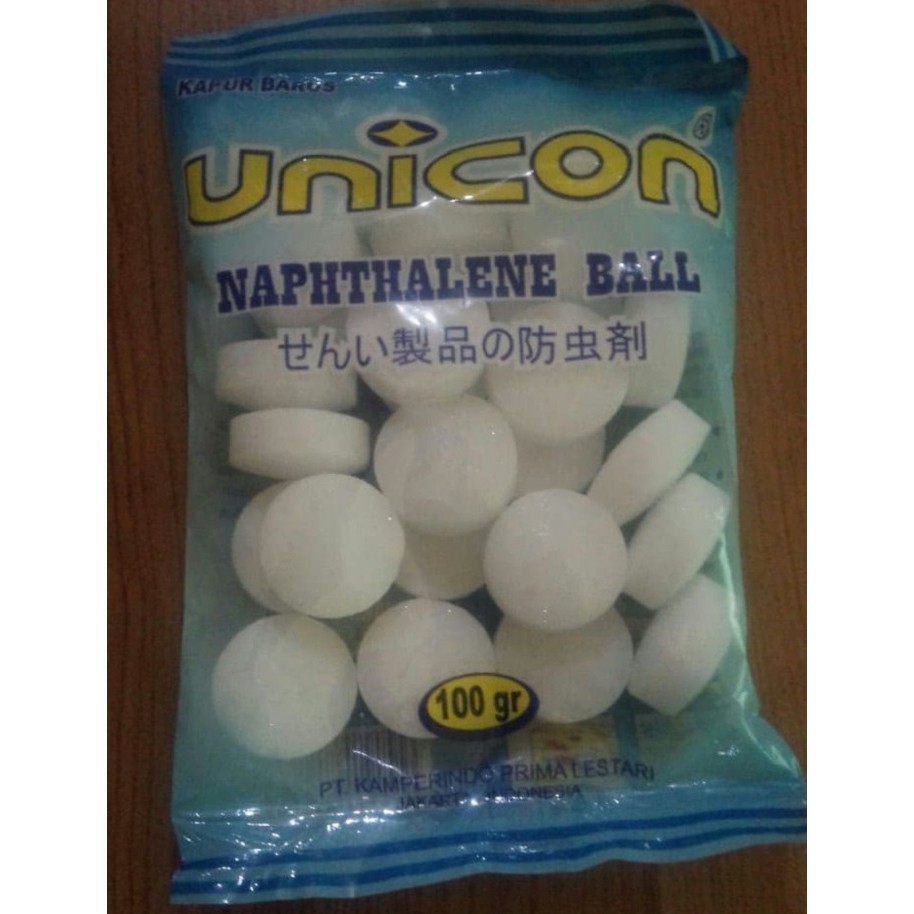 kapur barus / kamper UNICON Naphthalene ball 100 gram warna putih