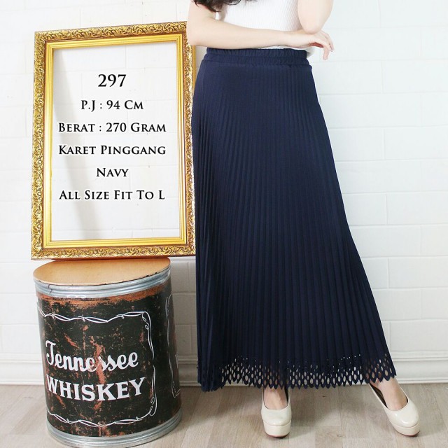 ROK PLISKET LASERCUT 299 PRISKET PANJANG MUSLIMAH PLEATED SKIRT FLARE SKIRT MAYUNG FLOWY REMPEL