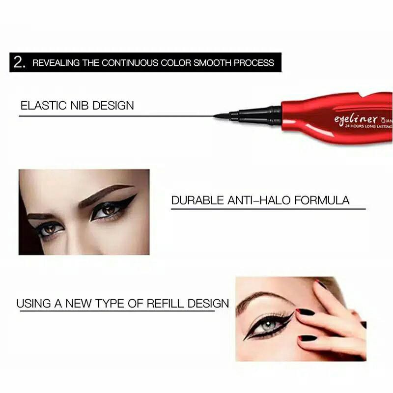 Eyeliner Eye Liner Waterproof 24H Tahan Air Long Lasting Spidol Qianxiu Daun Liquid Pen Perfect Staylast Tahan Lama 24 Jam