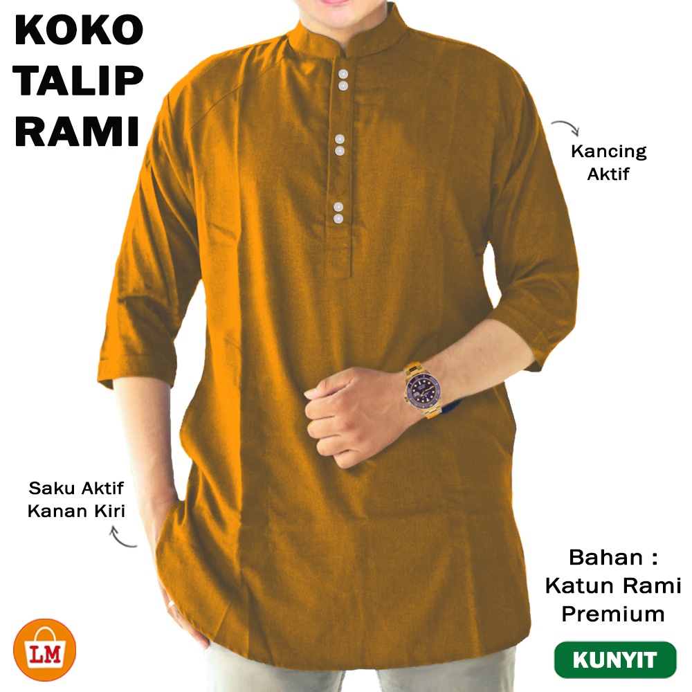 Baju Pria Muslim KOKO TALIP RAMI Katun Lengan 3/4 Size M-3XL LMS 29452