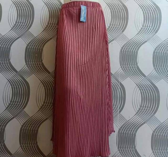 Fashion Muslim Rok Plisket Bawahan Wanita Rok Plisket Jumbo