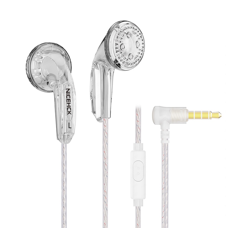 Nicehck YD30 UV Varnish Surface 3.5mm HIFI Music Earbud Kabel 15.4mm Mikrofon Earphone Untuk Gaming Meeting IEM EB2S