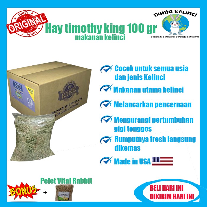 MAKANAN KELINCI TIMOTHY HAY KING 100 GR RUMPUT HAY TIMOTHY AFK (ALFALFA KING)