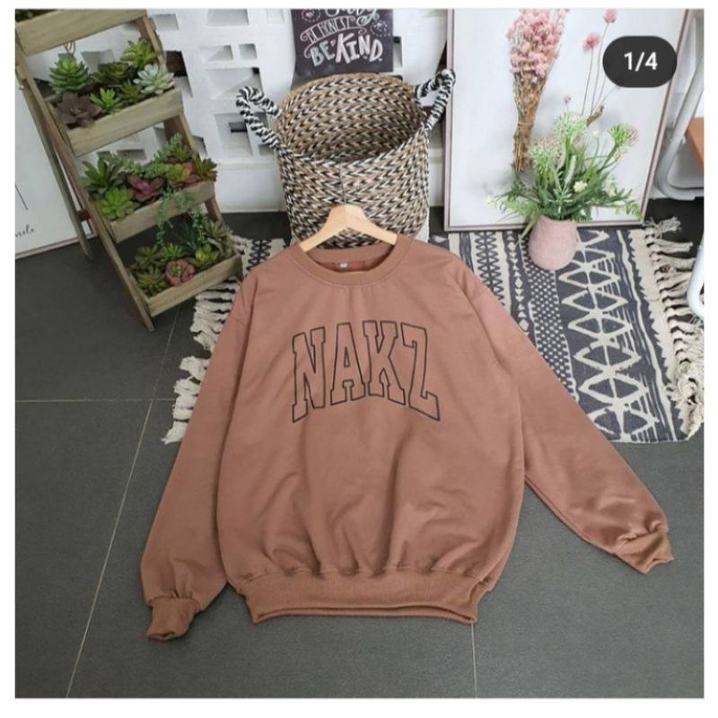 sweater nakz coklat kopi// crewneck sweetshirt wanita pria perempuan laki cewe cowo unisex bahan fleece// sweater distro viral// Women Man Sweatshirts Loose Oversize Pullover