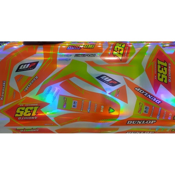 DECAL HOLOGRAM KLX 140 (001) DEKAL STIKER PELANGI STICKER BUNGLON FULLBODY HIJAU MERAH TRAIL SUPERMO