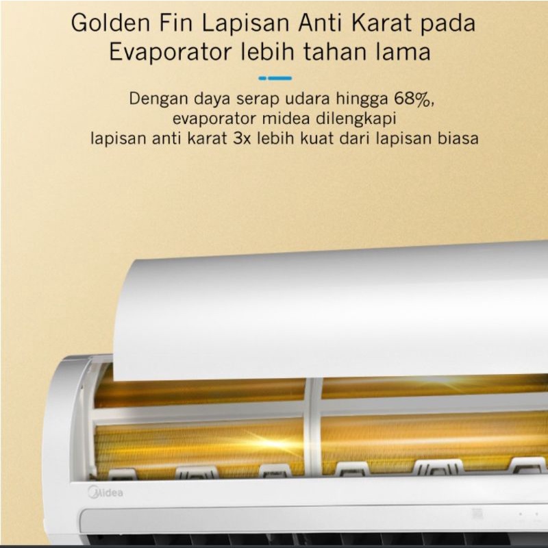 AC Midea 11/2 PK MSFC-12CRN1 GOLD FIN Anti karat anti jamur garansi resmi Midea Toshiba + instalasi pemasangan