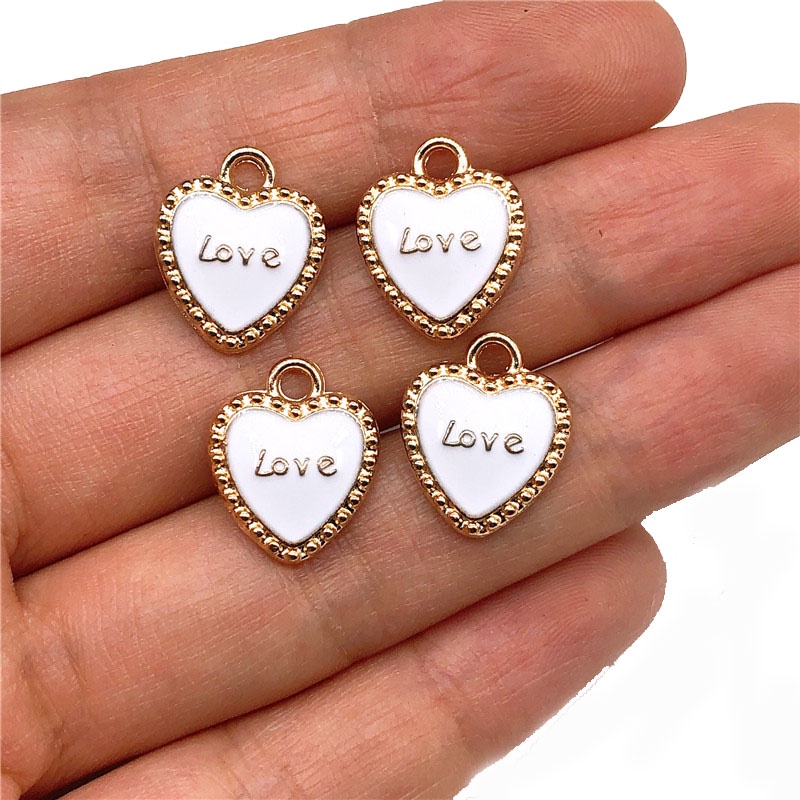 4pcs Charms Bentuk Hati Bahan Alloy Untuk Membuat Perhiasan