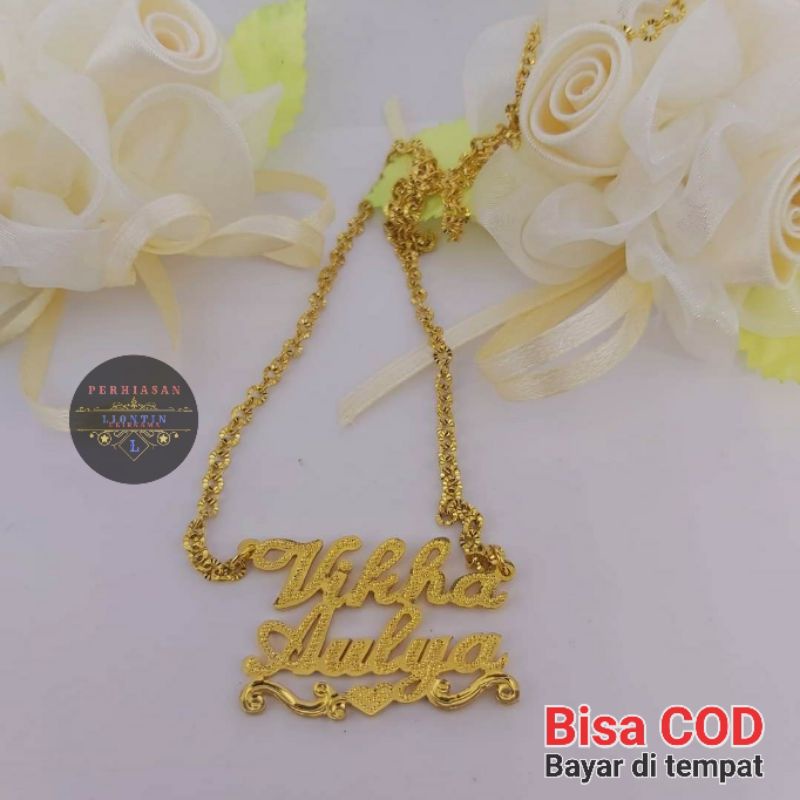 KALUNG UKIR NAMA COUPLE LAPIS EMAS 24K | ANTI KARAT DAN ANTI LUNTUR