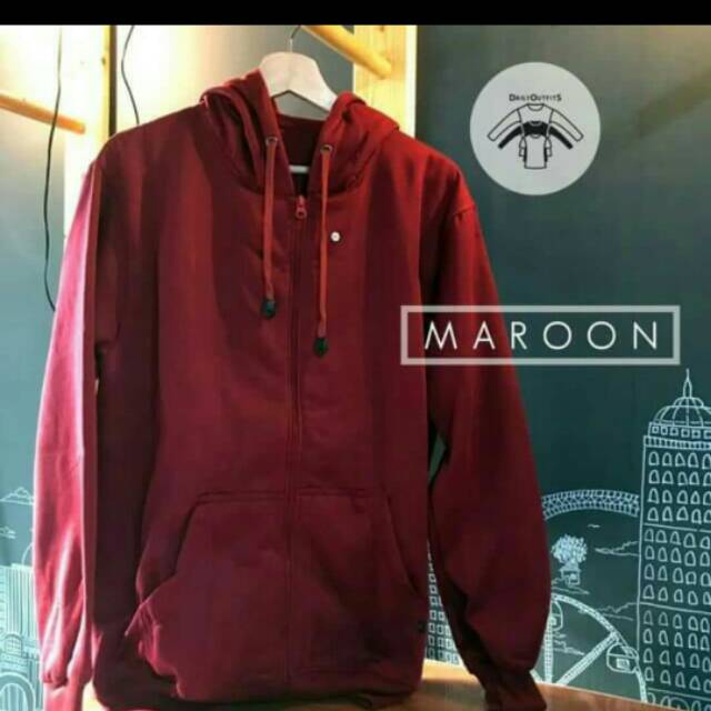 Hodie zipper warna merah maroon  - kualitas terbaik