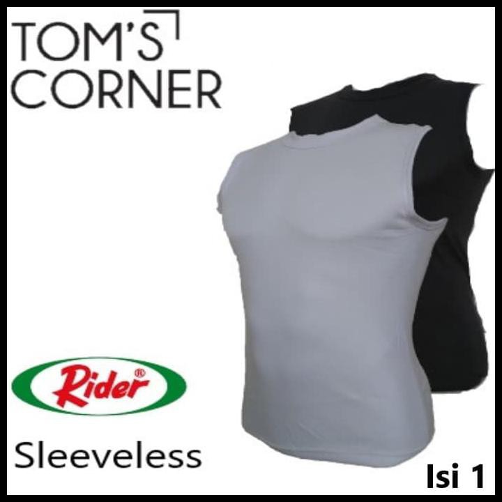 DISKON KAOS DALAM / SINGLET / BAJU PRIA RIDER TANPA LENGAN HITAM FITNESS GYM - HITAM, M 