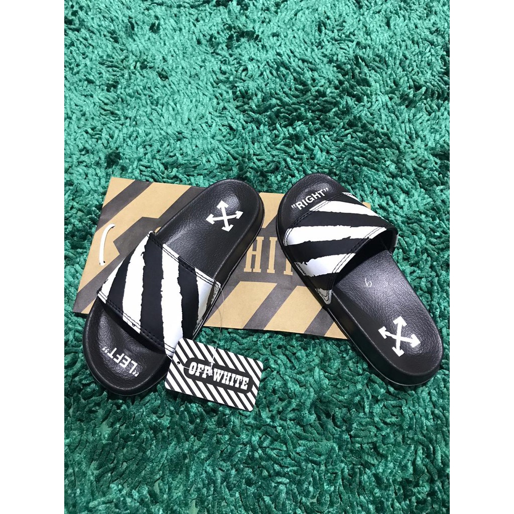 Sandal Slide OffWhite-White Spray Stripes Slide