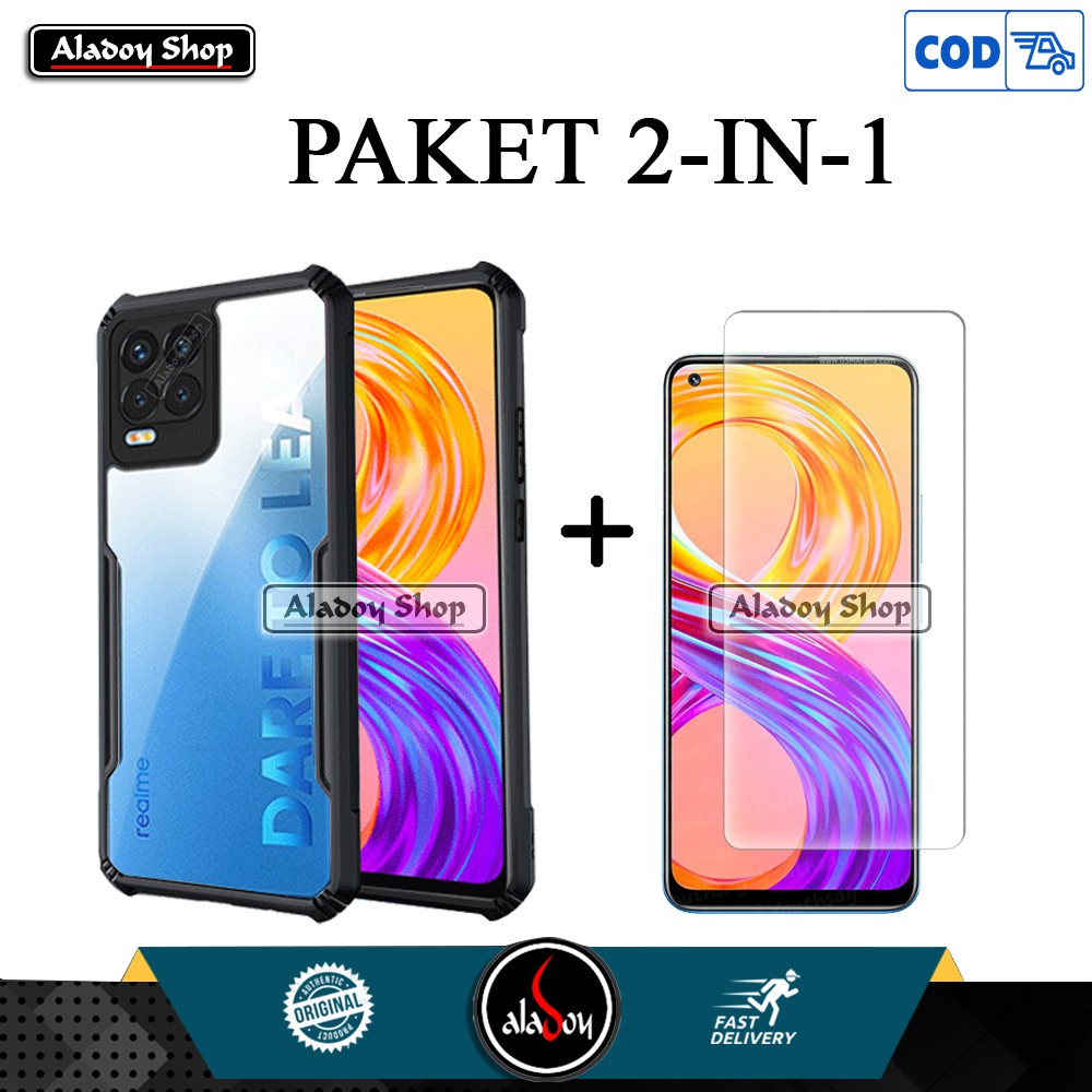 CASE REALME 8 PRO 2021 Casing Transparent + Tempered Glass Layar Clear