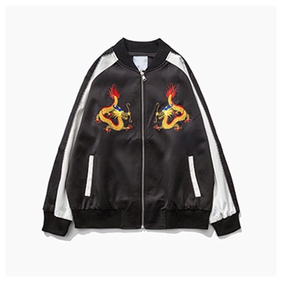 Jaket Sukajan Jepang Yakuza Yankii Souvenir Jacket Black Dragon Baru