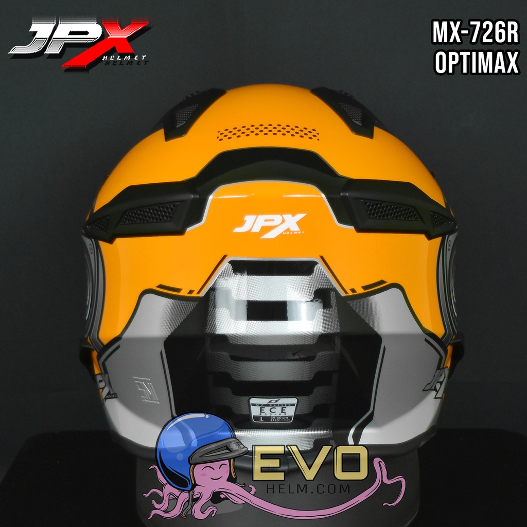 HELM JPX MX726R 07 OPTIMAX ORANGE MOTIF ROBOT JPX - ORIGINAL HELM JPX MX-726R R 07 OPTIMAX