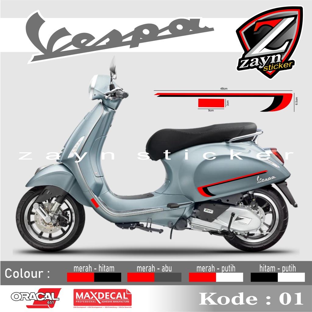 TERMURAH, STIKER LIST CUTTING STICKER STRIPING MODEL VESPA SPRINT S 01