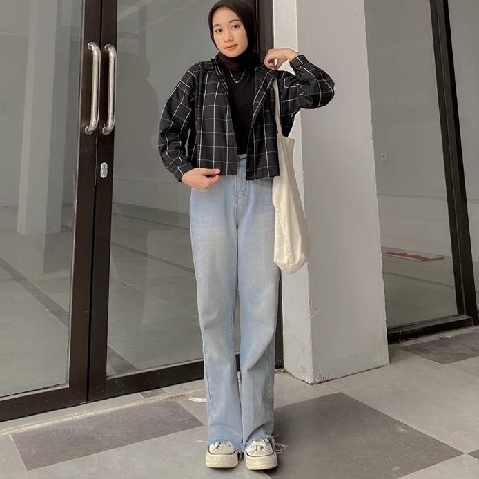 JPK.27Jn22y - sasha balon crop tartan viral/kemeja crop