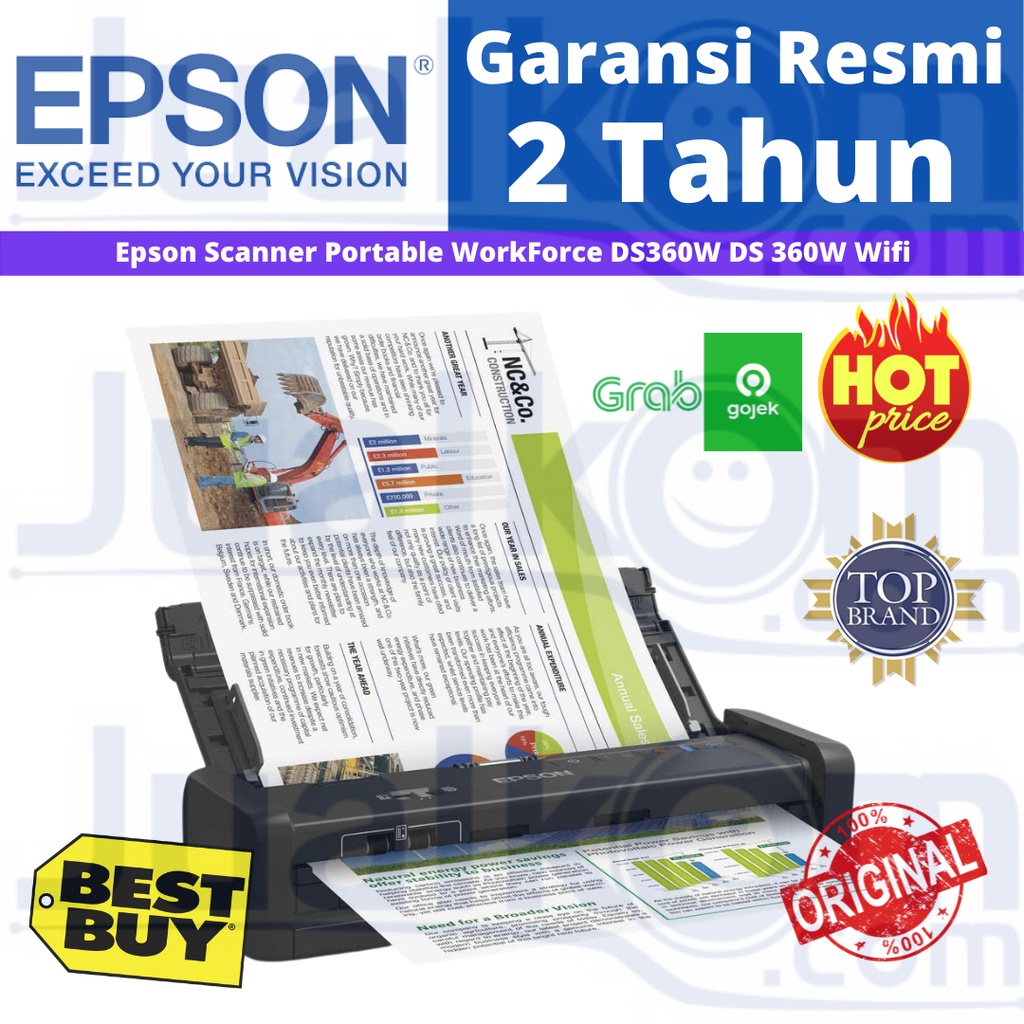 Epson Scanner Portable WorkForce DS360W WiFi