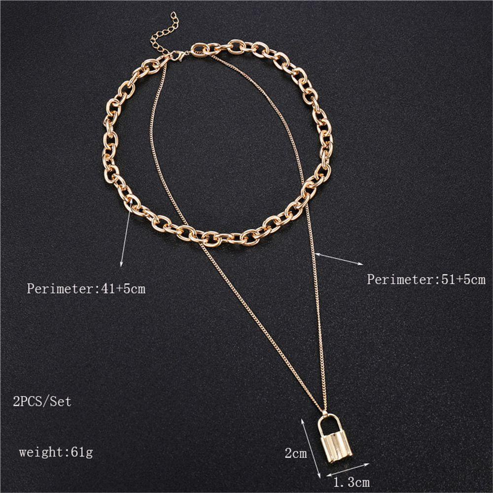 Lily Lock Kalung Fashion Hadiah Persahabatan Gothic Link Rantai Kerah Statement Gembok Liontin Boho Perhiasan Rantai Panjang