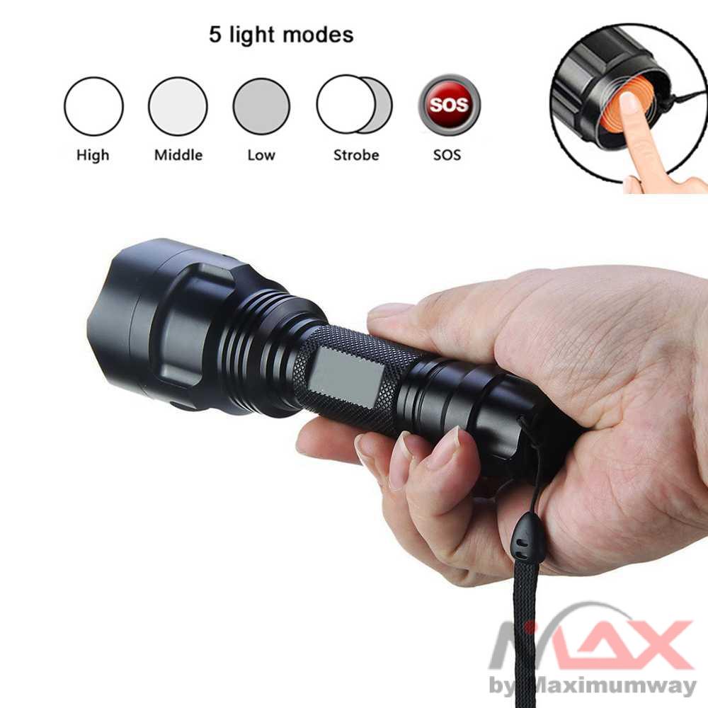 Paket Senter + charger + Baterai + Box - LED Swat Police Light Recharge Zoom Outdoor Bagus Cree Q5