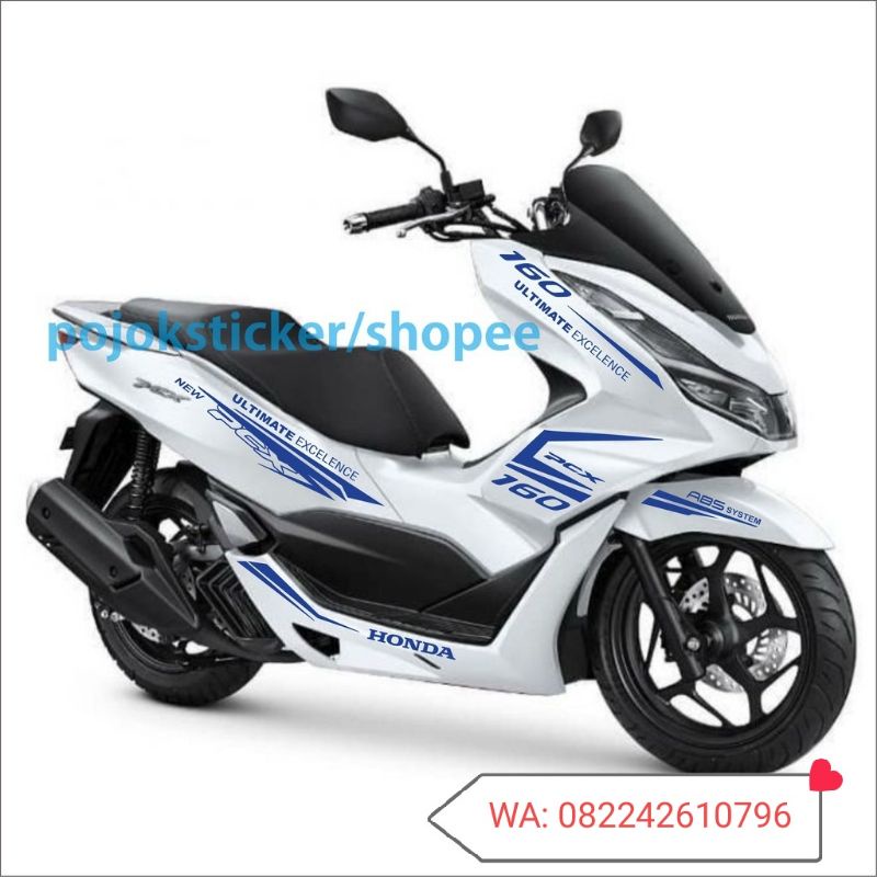 Sticker Cutting Striping Honda NEW PCX PUTIH 2021 160cc Sporty Biru