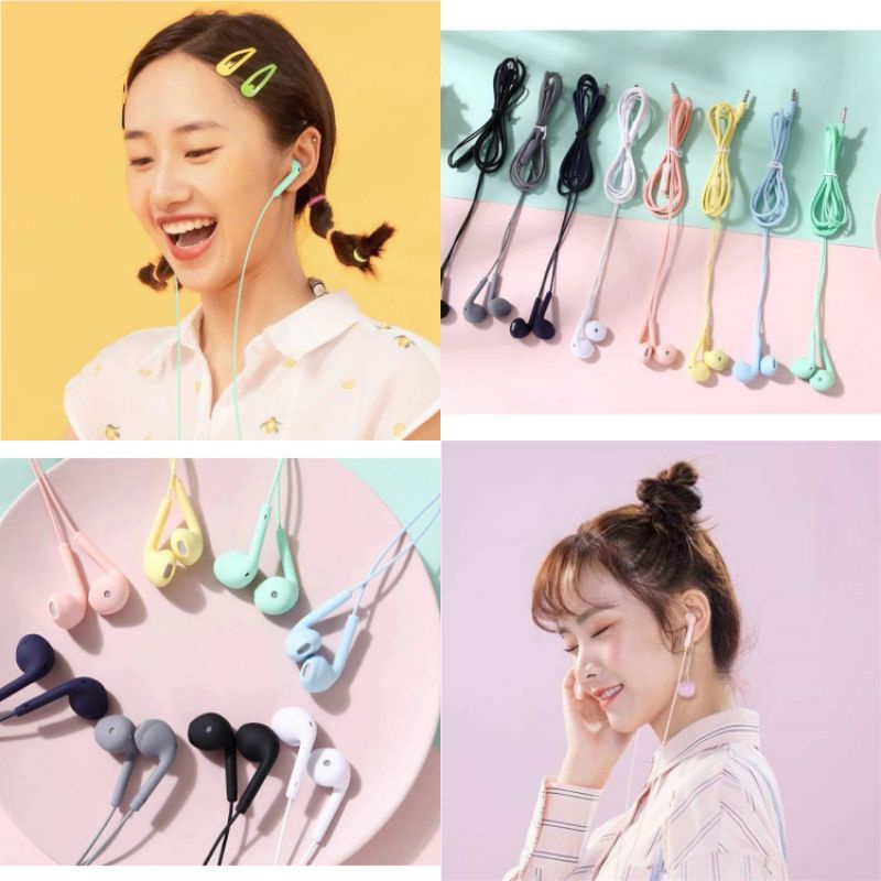 Headset Macaron U19 Hifi Stereo Extra Bass Hansfree Colorfull Earphone Jack