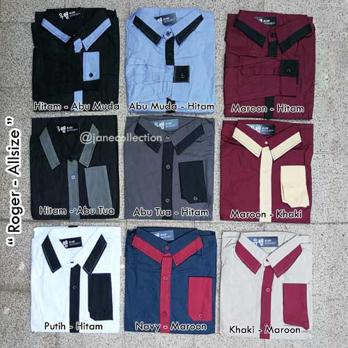 [ FOTO ASLI JANE COLLECTION ] Kemeja Casual Formal Kerja Pria M L XL list garis polos Roger alonzo