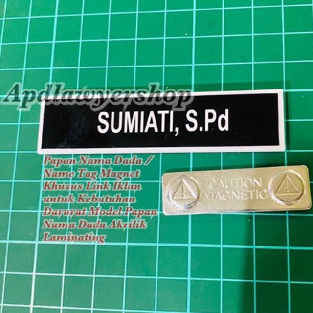 

Papan Nama Dada / Name Tag Magnet Darurat Laminating 2cm x 8cm Tebal 2mm ORIGINAL