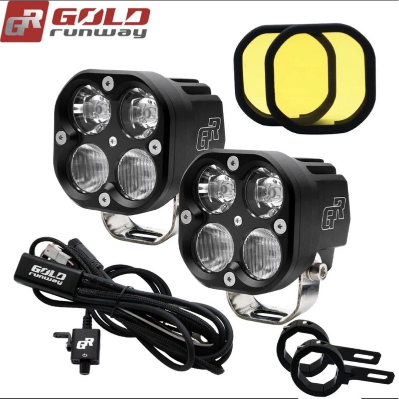 Lampu spot light fog lamp 40x 40watt gold runway full set relay switch cnc brecket &amp; lensa kabut