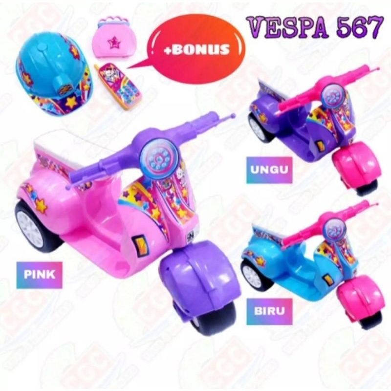 KITTY CAT 565 Mainan Anak Perempuan Motor Vespa Mini / Vespa Dorong Mini