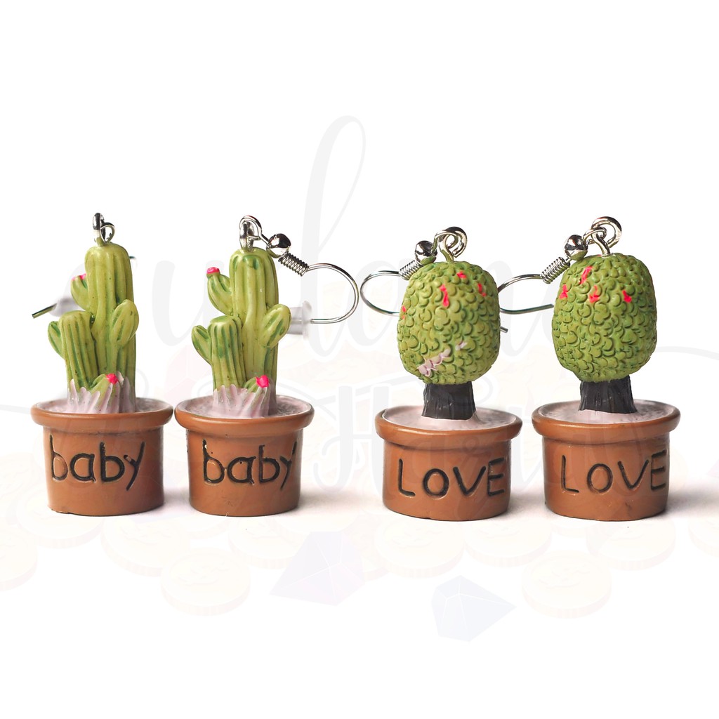 Anting Kaktus 3D Cactus in Pot Lucu Unik Panjang GH 203514